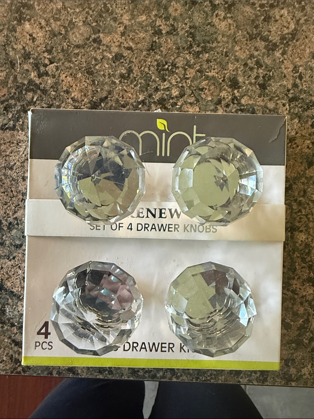 Mint Clear Faceted Crystal Drawer Knobs - Set of 4